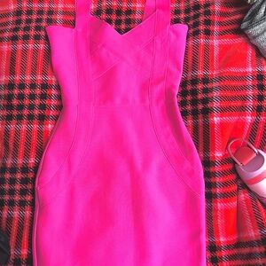 NWT Fashion Nova Elsie Bandage Midi Dress - Hot Pink - Size XS